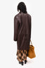 Simone Rocha Brown Leather Crystal Embellished Midi Jacket Size M