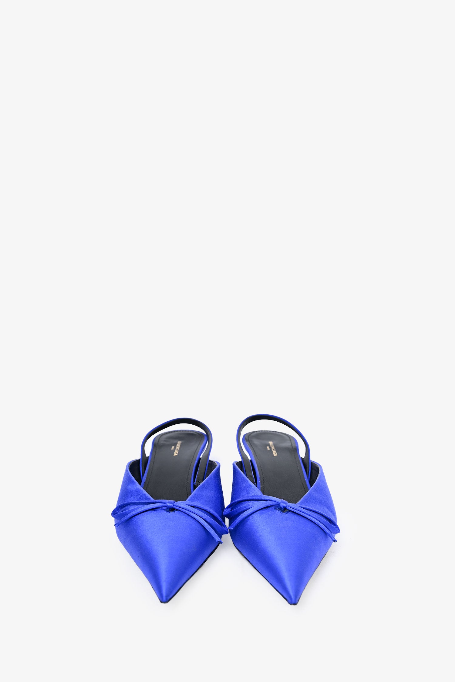 Balenciaga Royal Blue Satin Knife Kitten Heels Size 39.5 – Mine