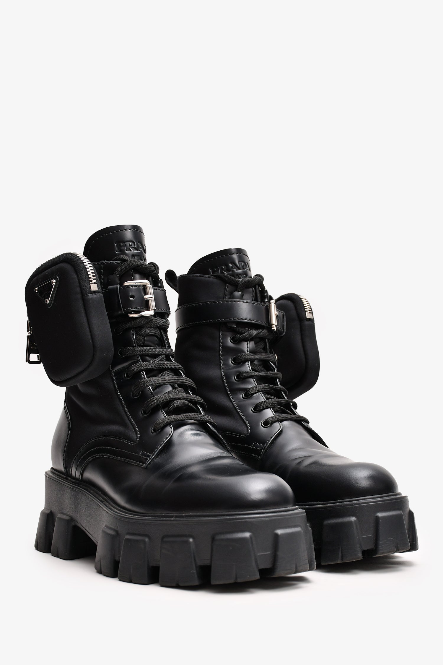 Prada Monolith Boots Prada Black Platform Boots Prada Leather Zip