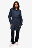 Burberry Brit Navy Nylon Belted Midi Trench Size M