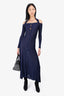 Jacquemus Navy Mesh Long Sleeve Dress Size 34