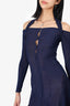 Jacquemus Navy Mesh Long Sleeve Dress Size 34