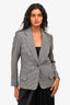 Nili Lotan Black/White Wool Blend Houndstooth One Button Blazer Size 4