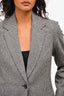 Nili Lotan Black/White Wool Blend Houndstooth One Button Blazer Size 4