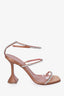 Amina Muaddi Brown Satin Crystal 'Gilda' Heels Size 40