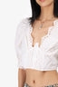For Love And Lemons White Eyelet Puff Sleeve Corset Crop Top Size S