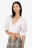 For Love And Lemons White Eyelet Puff Sleeve Corset Crop Top Size S