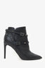 Valentino Black Leather Rockstud Pointed Toe Heeled Ankle Boots Size 41