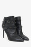 Valentino Black Leather Rockstud Pointed Toe Heeled Ankle Boots Size 41