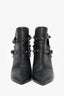 Valentino Black Leather Rockstud Pointed Toe Heeled Ankle Boots Size 41
