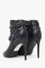 Valentino Black Leather Rockstud Pointed Toe Heeled Ankle Boots Size 41