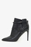Valentino Black Leather Rockstud Pointed Toe Heeled Ankle Boots Size 41