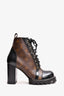 Louis Vuitton Brown Monogram Patent Star Trail Heeled Ankle Boot Size 38