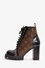 Louis Vuitton Brown Monogram Patent Star Trail Heeled Ankle Boot Size 38