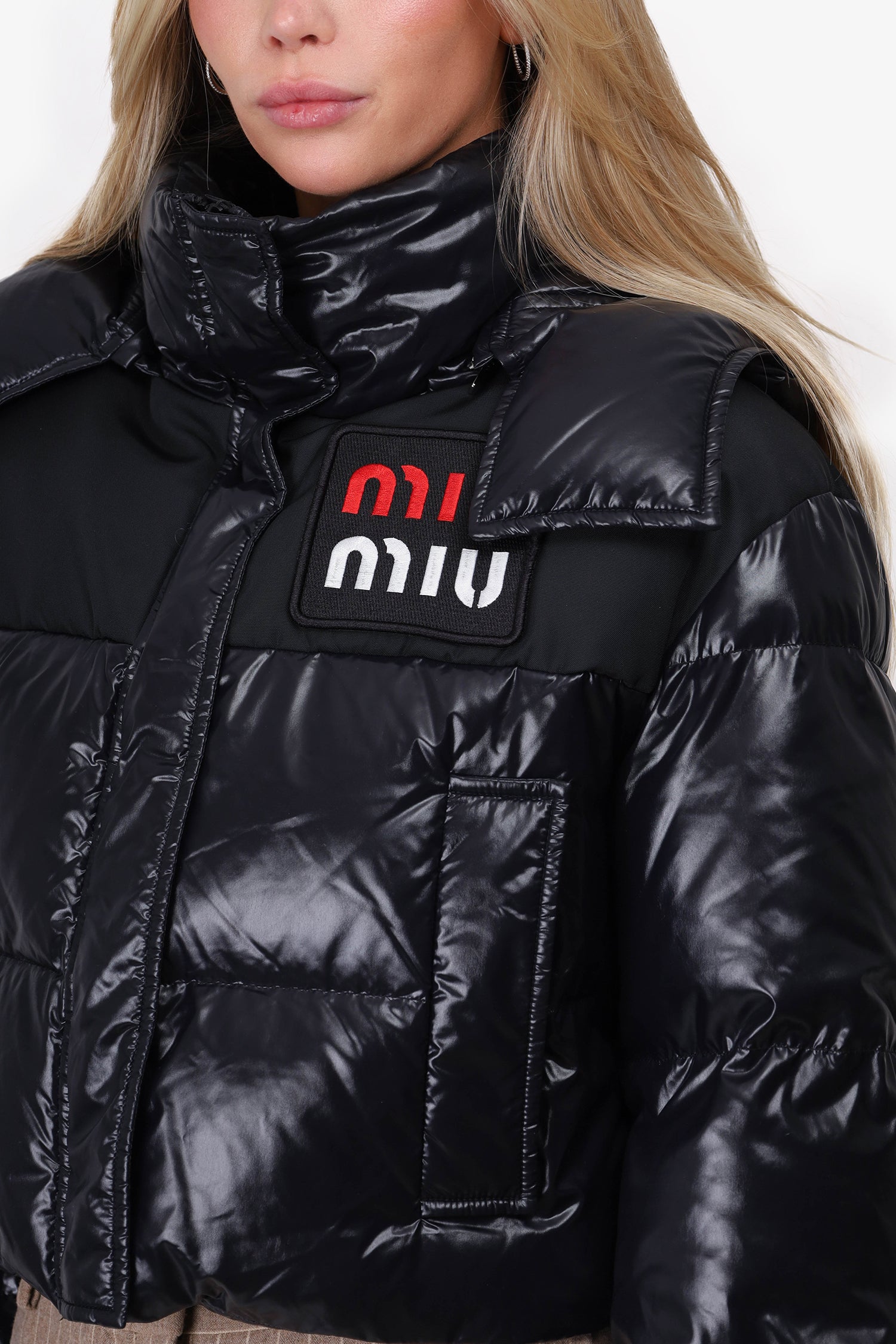 Miu Miu Black Short Logo Puffer Jacket Size 36 – Mine & Yours