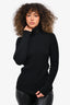 Saint Laurent Black Wool/Cashmere Logo Turtleneck Sweater Size XS
