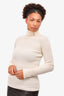 Saint Laurent Cream Wool/Cashmere Logo Turtleneck Sweater Size XS