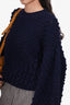 Christian Dior Navy Wool Bobble Cropped Sweater Size 36