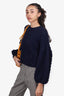 Christian Dior Navy Wool Bobble Cropped Sweater Size 36