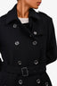 Burberry Brit Black Wool Buttoned Belted Midi Coat Size 14