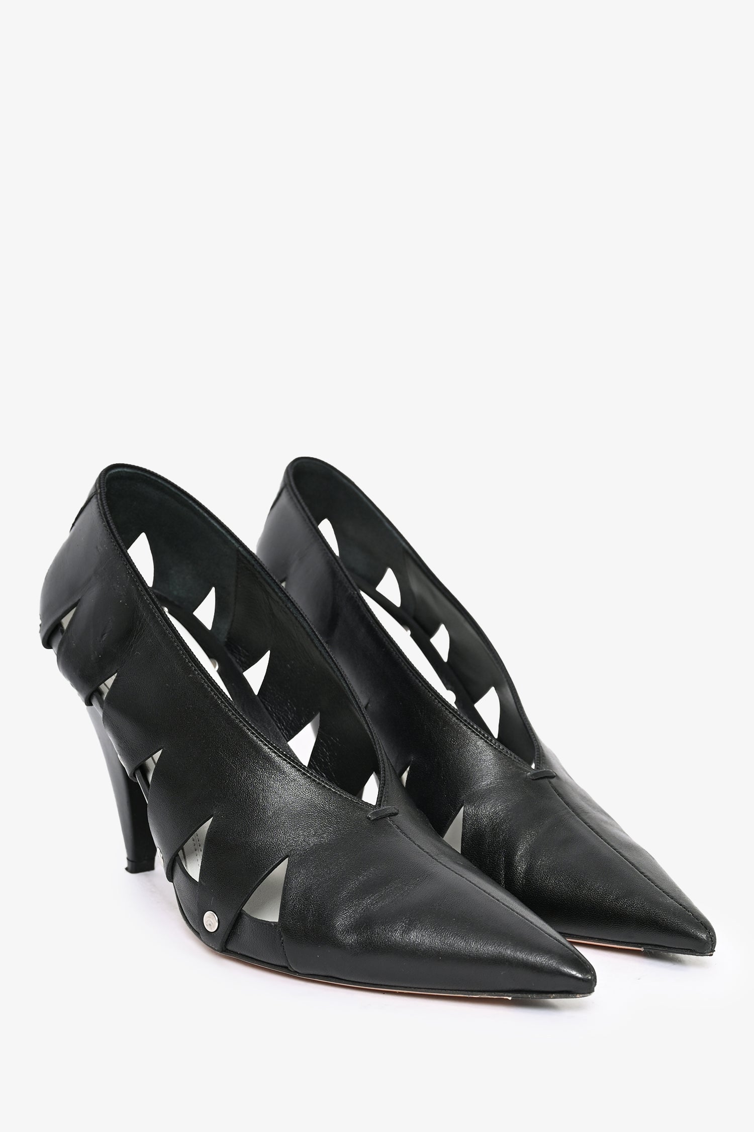 Celine Black Leather Cut-Out Pointed Heels Size 38 – Mine Yours