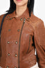 Burberry Brit Brown Leather Biker Jacket Size  6
