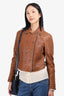Burberry Brit Brown Leather Biker Jacket Size  6
