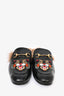 Gucci Black Leather Tiger Embroidered Slip On Fur Loafers Size 10 Mens