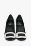 Roger Vivier Black Satin Crystal Buckle Heels Size 35.5