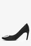 Roger Vivier Black Satin Crystal Buckle Heels Size 35.5