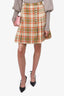 Gucci Cream/Orange Wool Plaid Pleated Horsebit Skirt Size 36