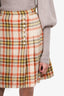 Gucci Cream/Orange Wool Plaid Pleated Horsebit Skirt Size 36