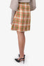 Gucci Cream/Orange Wool Plaid Pleated Horsebit Skirt Size 36