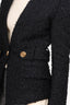 Balmain Black/Navy Tweed Gold Button Blazer Size 34