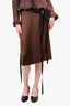 Lanvin Brown Silk Slip Skirt with Belt Size 36