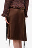 Lanvin Brown Silk Slip Skirt with Belt Size 36