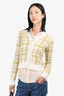 Christian Dior 2021 White/Green Plaid Wool Cardigan Size 4