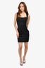 L'Agence Black Square Neck Mini Dress with Lace Detail Size 6