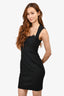 L'Agence Black Square Neck Mini Dress with Lace Detail Size 6