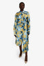 Off-White Blue/Gold Printed Button-Up Maxi Shirt Dress Size 42