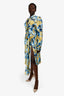Off-White Blue/Gold Printed Button-Up Maxi Shirt Dress Size 42