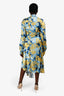 Off-White Blue/Gold Printed Button-Up Maxi Shirt Dress Size 42