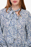 Stella McCartney Blue Floral Silk Necktie Babydoll Dress Size 34