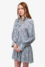 Stella McCartney Blue Floral Silk Necktie Babydoll Dress Size 34