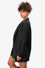 Stella McCartney Black Cotton Blend Satin Single Breasted Blazer Size 42