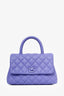 Pre-Loved Chanel™ 2020 Purple Caviar Leather Mini Coco Top Handle