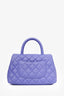 Pre-Loved Chanel™ 2020 Purple Caviar Leather Mini Coco Top Handle