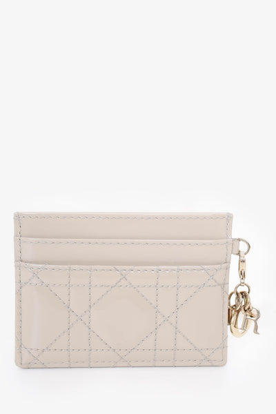 Christian Dior 2022 Beige Patent Leather Lady Dior Card Case