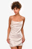 Saint Laurent Cream Silk Backless Cowl Neck Sleeveless Mini Dress Size 36