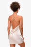 Saint Laurent Cream Silk Backless Cowl Neck Sleeveless Mini Dress Size 36